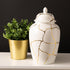 Gold & White Patterned Jar